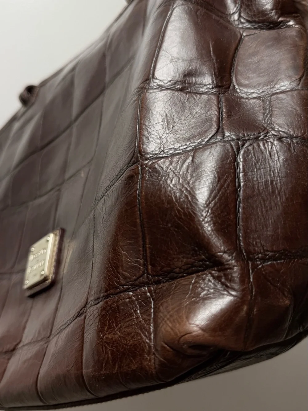 Dooney & Bourke Dark Brown Croc-Embossed Leather Tote